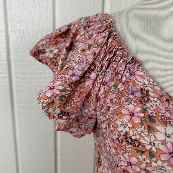 Japna Milkmaid Top Boho Preppy Pink Short Sleeve Fairy Cottage Women Medium - Picture 2 of 7